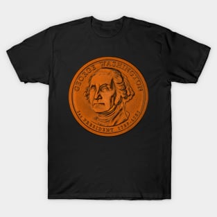 USA George Washington Coin in Orange T-Shirt